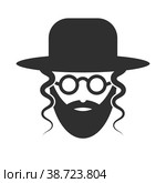 Bearded Jew with hat and sunglasses. Icon of Hasid. Стоковая иллюстрация, иллюстратор Оксана Курносова / Фотобанк Лори