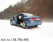 KRASNOYARSK, RUSSIA - January 10, 2021: Blue car. Sedan Honda Civic 4D FD1 2007. Редакционное фото, фотограф Плотников Дмитрий / Фотобанк Лори