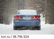 KRASNOYARSK, RUSSIA - December 31, 2020: Blue car. Sedan Honda Civic 4D FD1 2007. Редакционное фото, фотограф Плотников Дмитрий / Фотобанк Лори