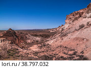 Panorama view to Plateau Ustyurt from the edge of Aral sea at Duana cape, Karakalpakstan, Uzbekistan (2017 год). Стоковое фото, фотограф Сергей Майоров / Фотобанк Лори