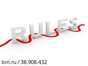 The arrow shows how to circumvent the rules business concept 3d illustration. Стоковая иллюстрация, иллюстратор Максим Иванов / Фотобанк Лори