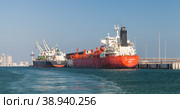 LPG Tanker Al Barrah is moored at industrial port of Ras-Al-Khair (2019 год). Редакционное фото, фотограф EugeneSergeev / Фотобанк Лори