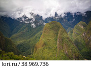 Panoramic view to Machu Picchu archaeological site with Polygonal masonry, Cuzco, Peru (2018 год). Стоковое фото, фотограф Сергей Майоров / Фотобанк Лори