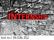 INTERNSHIP concept blurred background 3d render illustration. Стоковая иллюстрация, иллюстратор Максим Иванов / Фотобанк Лори