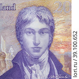 William Turner portrait from English twenty pounds sterling banknote. Стоковое фото, фотограф FotograFF / Фотобанк Лори