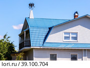 Weather vane in the form of a double-headed eagle on the roof of the house. Стоковое фото, фотограф FotograFF / Фотобанк Лори