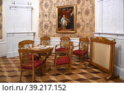 Gavrila Derzhavin Estate Museum in St. Petersburg, Russia. Straw living room (2023 год). Редакционное фото, фотограф Валерия Попова / Фотобанк Лори
