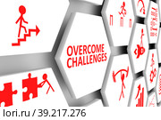 OVERCOME CHALLENGES concept cell background 3d illustration. Стоковая иллюстрация, иллюстратор Максим Иванов / Фотобанк Лори