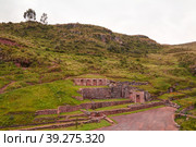 Exterior view to archaeological site of Tambomachay, Cuzco, Peru (2018 год). Стоковое фото, фотограф Сергей Майоров / Фотобанк Лори
