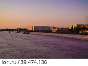 Sunset over Kyzketken, channel, Nukus,Karakalpakstan,Uzbekistan (2017 год). Стоковое фото, фотограф Сергей Майоров / Фотобанк Лори