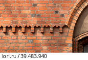 Roskilde Cathedral, Denmark. Elements of brick gothic. Стоковое фото, фотограф Елена  Попкова / Фотобанк Лори