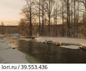 Вечерний пейзаж.Зима.Река Дукча. Стоковое фото, фотограф Сергей Черныш / Фотобанк Лори