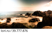 Landscape of Praia do Almoxarife beach at long shutter speed , Faial island, Azores, portugal (2015 год). Стоковое фото, фотограф Сергей Майоров / Фотобанк Лори