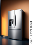 Modern side by side Stainless Steel Refrigerator. Fridge Freezer. Стоковая иллюстрация, иллюстратор Марина Володько / Фотобанк Лори