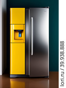 Modern side by side Stainless Steel Refrigerator. Fridge Freezer. Стоковая иллюстрация, иллюстратор Марина Володько / Фотобанк Лори