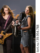 Pretty women with musical instruments. Стоковое фото, фотограф Сергей Буторин / Фотобанк Лори