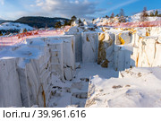 Abandoned marble quarry near the village of Buguldeyka on Lake Baikal in February, Russia. Стоковое фото, фотограф Ирина Толокновская / Фотобанк Лори