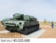 Средняя Ахтуба, Волгоградская область, Россия. Военная техника, самоходная зенитная установка ЗСУ-23-4 Шилка, противовоздушная оборона. (2022 год). Редакционное фото, фотограф Андрей Цыганков / Фотобанк Лори