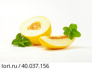 fresh yellow melon. Стоковое фото, фотограф Alena Dvorakova / PantherMedia / Фотобанк Лори