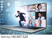Videoconferencing concept with people in online call. Стоковое фото, фотограф Elnur / Фотобанк Лори