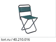 A tourist chair, collapsible on a white background. Isolate.Portable chair. Стоковое фото, фотограф Александр Поташев / Фотобанк Лори
