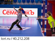 Аноскина Эвелина (16) в  гандбольном матче предварительного этапа Olimpbet Суперлиги 2022/23 между женскими командами ЦСКА (Москва. Россия) и «Астраханочка» (Астрахань. Россия). Стадион «Динамо» (2023 год). Редакционное фото, фотограф Pukhov K / Фотобанк Лори