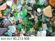 Background of glass pebbles.Glass Bay near Vladivostok. Russia, Primorsky Krai. Sea-polished colored glass on the beach. Стоковое фото, фотограф Регина Ерофеева / Фотобанк Лори