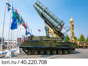 Пусковая установка 9А316МЭ зенитно-ракетного комплекса  "Викинг" в развернутом положение. Экспонат международного военного форума "Армия-2022". Парк Патриот. Редакционное фото, фотограф Виктор Карасев / Фотобанк Лори