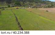 Above Meadow Field Toward Mountain. Стоковое видео, видеограф Кирилл Трифонов / Фотобанк Лори