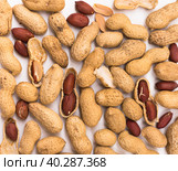 bunch of ecological peanuts on a white background. Стоковое фото, фотограф Татьяна Яцевич / Фотобанк Лори