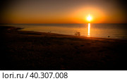 Sunrise Panorama view to Aral sea from the rim of Plateau Ustyurt near Aktumsuk cape in Karakalpakstan, Uzbekistan. Стоковое фото, фотограф Сергей Майоров / Фотобанк Лори