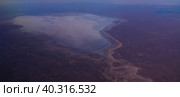 Aerial Panorama view to saline Barsa Kelmes lake and Ustyurt plateau at Karakalpakstan, Uzbekistan (2017 год). Стоковое фото, фотограф Сергей Майоров / Фотобанк Лори