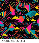 Seamless abstract background with Latin American motifs on a black background. Стоковое AI-изображение, AI-художник Ярославский Максим / Фотобанк Лори