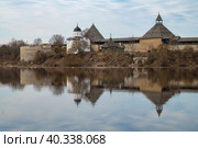 Облачное апрельское утро в древней Староладожской крепости. Старая Ладога (2023 год). Редакционное фото, фотограф Виктор Карасев / Фотобанк Лори
