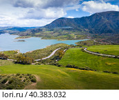 Panoramic view over Embalse de Zahara inland lake, Andalusia, Стоковое фото, фотограф Яков Филимонов / Фотобанк Лори