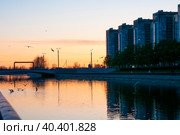 Закат на устье реки Смоленки и Финского залива (2023 год). Редакционное фото, фотограф Татьяна Шикова / Фотобанк Лори