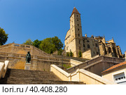 Escalier monumental before Tour d'Armagnac Auch, France. Стоковое фото, фотограф Яков Филимонов / Фотобанк Лори