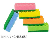 Разноцветные кухонные губки для очистки на белом фоне. Kitchen sponges. Стоковое фото, фотограф Татьяна Д / Фотобанк Лори