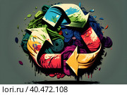 Abstract illustration of overproduction and overabundance of things. Стоковое AI-изображение, AI-художник Мария Фадеева / Фотобанк Лори