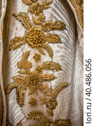 Vintage antique gold embroidery floral pattern. Стоковое фото, фотограф Iva Noel / Фотобанк Лори
