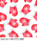 Hand drawn watercolor Christmas seamless pattern. Стоковая иллюстрация, иллюстратор Tatiana Lebedeva / Фотобанк Лори