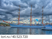 "Khersones" - training three-masted frigate, training base of the Sevastopol branch of the State Maritime University. Admiral F.F.Ushakov. (2021 год). Редакционное фото, фотограф Анна Кривицкая / Фотобанк Лори
