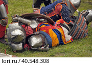 Medieval battle at the festival of historical reconstruction "Russian Fortress" (2014 год). Редакционное фото, фотограф Анна Кривицкая / Фотобанк Лори