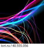 A Background Of Multicolored Lines Showing Telecommunications And Data Transmission Paths. Стоковое AI-изображение, AI-художник Ярославский Максим / Фотобанк Лори