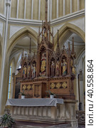 The transept with organ of the Cathedral of Assumption of Our Lady and Saint John the Baptist . Church is UNESCO World Heritage Site (2016 год). Редакционное фото, фотограф Анна Кривицкая / Фотобанк Лори