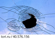 Smashed glass panel cracked and broken. Стоковое фото, фотограф FotograFF / Фотобанк Лори