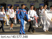Athletes and Olympic champions at the victory parade in the Great Patriotic War (2012 год). Редакционное фото, фотограф Анна Кривицкая / Фотобанк Лори