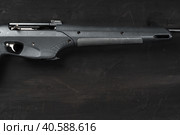 Smoothbore hunting gun on black background close up. Стоковое фото, фотограф Сергей Толмачёв / Фотобанк Лори