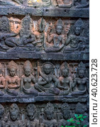 Apsara carved on the wall of the Elephant terrace, Angkor Thom. cambodia. (2017 год). Редакционное фото, фотограф Анна Кривицкая / Фотобанк Лори