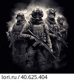 Spetsnaz illustration for a print on clothes. Generative AI. Стоковое AI-изображение, AI-художник Ирина Ручушкина / Фотобанк Лори